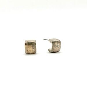 Silver Tone Earrings‎ Chunky Square Minimalist Stud Earrings